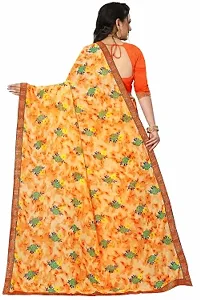 Stylish Georgette Orange Printed Saree With Blouse Piece For  Women-thumb1