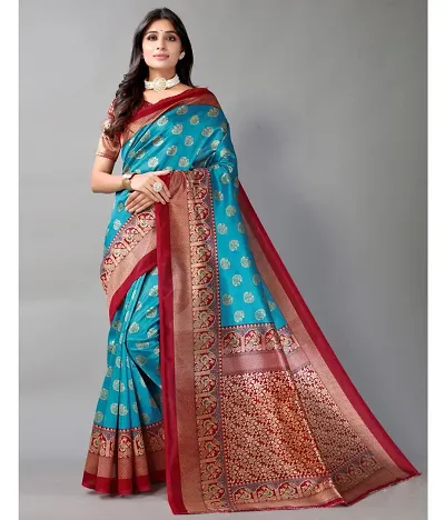 Stylish Silk Blend Saree with Blouse piece