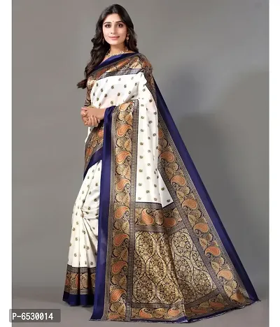 Stylish Mysore Silk Navy Blue Printed Saree With Blouse Piece For  Women-thumb3