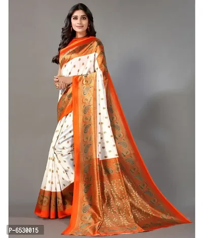 Stylish Mysore Silk Orange Printed Saree With Blouse Piece For  Women-thumb3