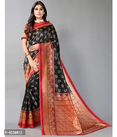 Stylish Mysore Silk Black Printed Saree With Blouse Piece For  Women