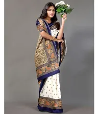 Stylish Mysore Silk Navy Blue Printed Saree With Blouse Piece For  Women-thumb3