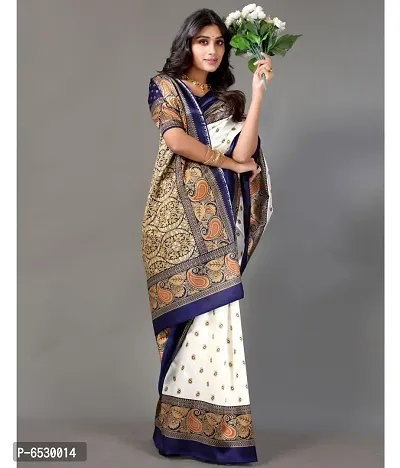 Stylish Mysore Silk Navy Blue Printed Saree With Blouse Piece For  Women-thumb4