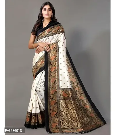 Stylish Mysore Silk Black Printed Saree With Blouse Piece For  Women-thumb0