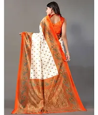 Stylish Mysore Silk Orange Printed Saree With Blouse Piece For  Women-thumb1