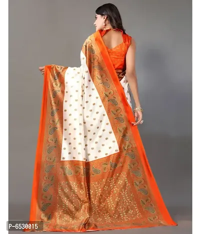 Stylish Mysore Silk Orange Printed Saree With Blouse Piece For  Women-thumb2