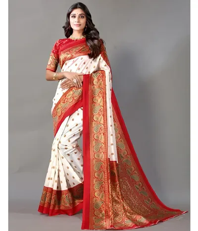 Fancy Silk Blend Saree with Blouse Piece for Women