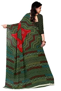 Stylish Georgette Green Printed Saree With Blouse Piece For  Women-thumb1