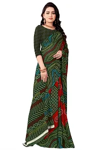 Stylish Georgette Green Printed Saree With Blouse Piece For  Women-thumb3