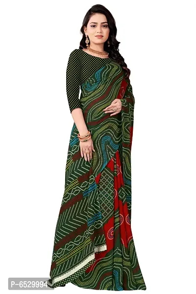 Stylish Georgette Green Printed Saree With Blouse Piece For  Women-thumb4