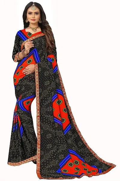 Stylish Georgette Printed Saree With Blouse Piece