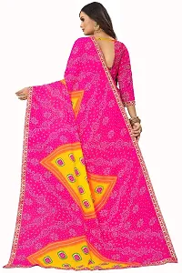 Stylish Georgette Pink Printed Saree With Blouse Piece For Women-thumb1