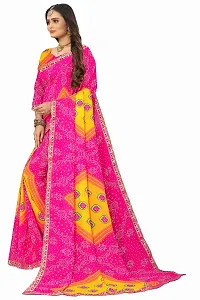 Stylish Georgette Pink Printed Saree With Blouse Piece For Women-thumb2