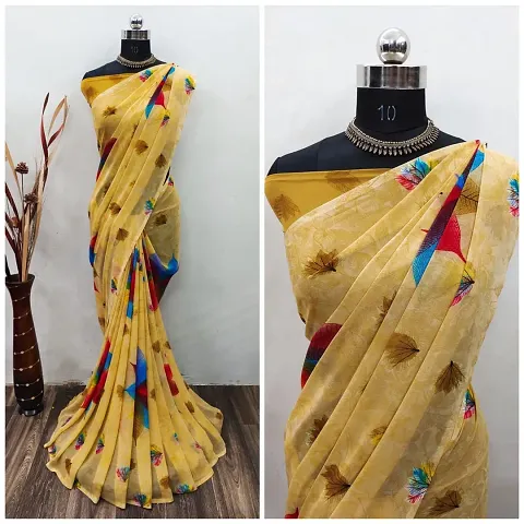 Stylish Georgette Saree With Blouse Piece For Women