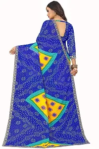 Stylish Georgette Blue Printed Saree With Blouse Piece For Women-thumb1