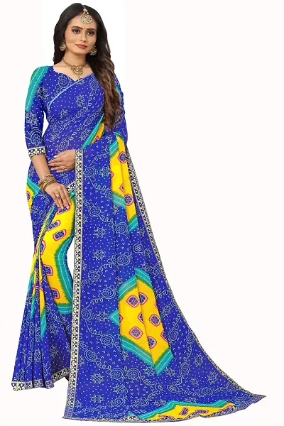 Stylish Georgette Saree With Blouse Piece For Women