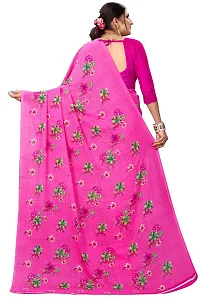 Stylish Georgette Printed Pink Saree with Blouse piece For Women-thumb1