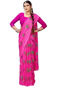 Stylish Georgette Printed Pink Saree with Blouse piece For Women-thumb3