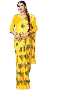 Stylish Georgette Printed Yellow Saree with Blouse piece For Women-thumb3