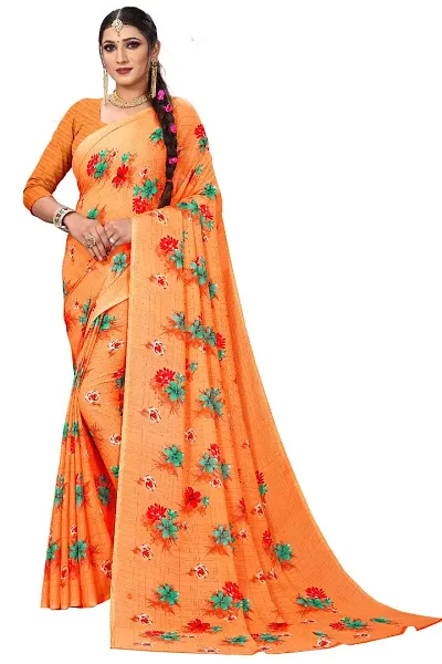 Stylish Georgette Printed Saree with Blouse Piece