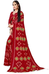 Stylish Georgette Printed Red Saree with Blouse piece For Women-thumb2