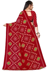 Stylish Georgette Printed Red Saree with Blouse piece For Women-thumb1