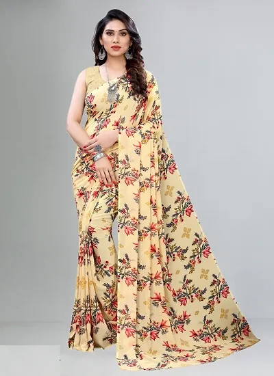 Georgette Printed Daily Wear Sarees with Blouse piece