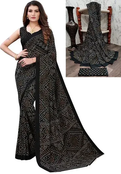 Georgette Printed Saree with Blouse Piece