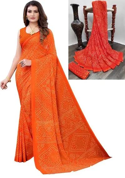 Stylish Georgette Saree with Blouse piece For Women