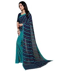 Stylish Georgette Blue Printed Saree with Blouse piece For Women-thumb2