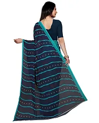 Stylish Georgette Blue Printed Saree with Blouse piece For Women-thumb1