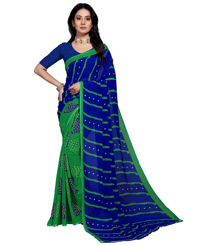 Georgette Printed Half and Half Sarees with Blouse