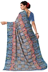 Stylish Grey Georgette Printed Saree with Blouse Piece For Women-thumb1