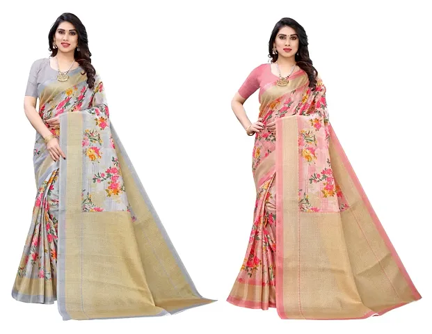 Elegant Georgette Saree With Blouse Piece For Women- Pack Of 2