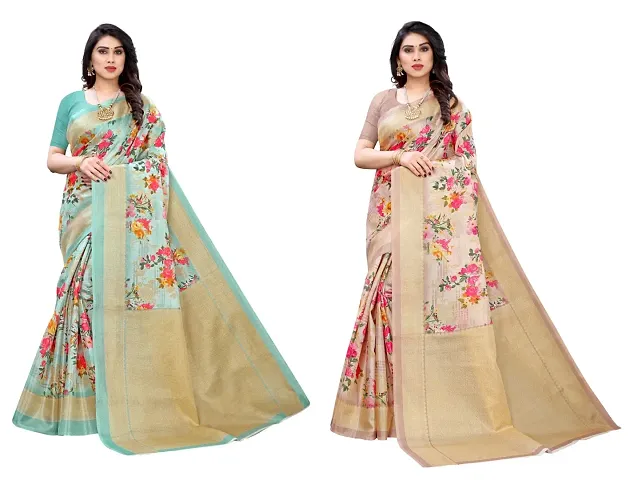 Elegant Georgette Saree With Blouse Piece For Women- Pack Of 2