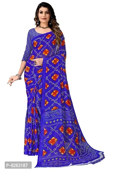 Stylish Fancy Georgette Printed Saree With Blouse For Women-thumb0