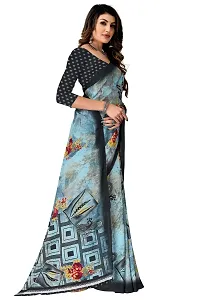 Stylish Georgette Grey Printed Saree with Blouse piece For Women-thumb3