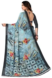 Stylish Georgette Grey Printed Saree with Blouse piece For Women-thumb1