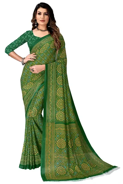 Stylist Silk Blend Saree With Blouse Piece For Women