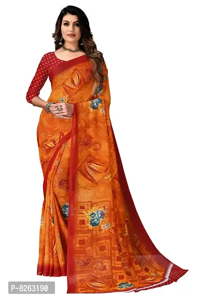 Stylish Fancy Georgette Printed Saree With Blouse For Women