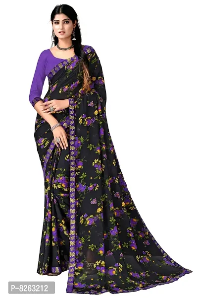 Stylish Fancy Georgette Printed Saree With Blouse For Women-thumb0