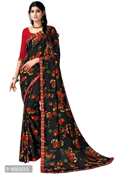 Stylish Fancy Georgette Printed Saree With Blouse For Women-thumb0