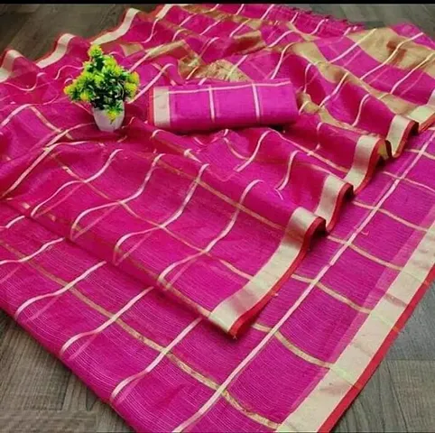 Stylish Fancy Blend Woven Design Saree With Blouse Piece For Women