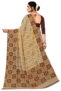 Trendy Georgette Beige Printed Saree With Blouse Piece For Women-thumb1