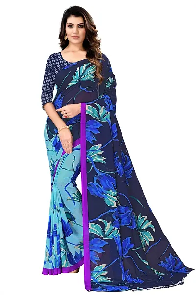 Georgette Printed Sarees with Blouse Piece