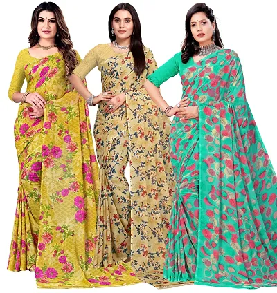 Combo Georgette Printed Sarees with Blouse Piece