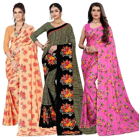 Combo Georgette Printed Sarees with Blouse Piece