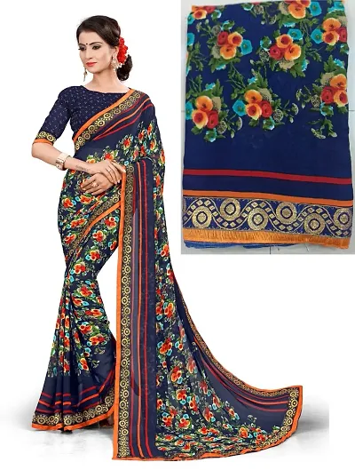 Trendy Women Georgette Sarees with Blouse Piece