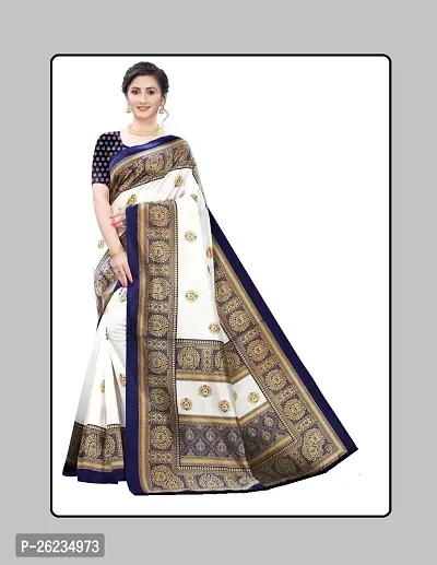 Elegant Blue Art Silk Saree with Blouse piece For Women-thumb0