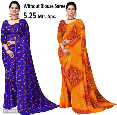 Stylish Fancy Designer Georgette Saree With Blouse Piece For Women Pack Of 2